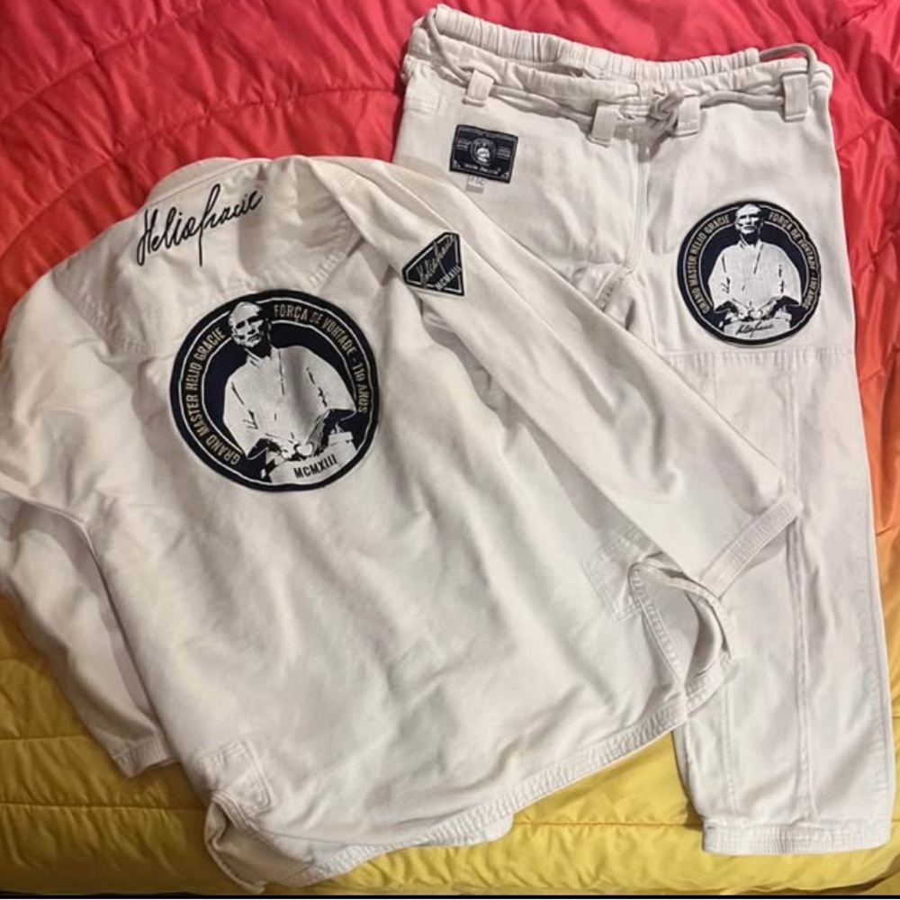 White Martial Arts Gi with Embroidered Patches